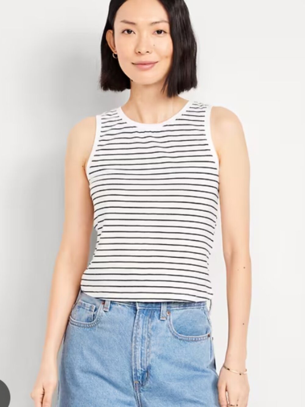 Old Navy Bestee White Tank Top with Black Stripes, size M, NWOT